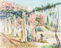 EDOUARD HERZIG PATIO DE LA VILLA SUR LES HAUTEURS D'ALGER